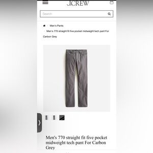 J crew men’s 770 straight fit 5 pocket mid weight tech pant.  NWT